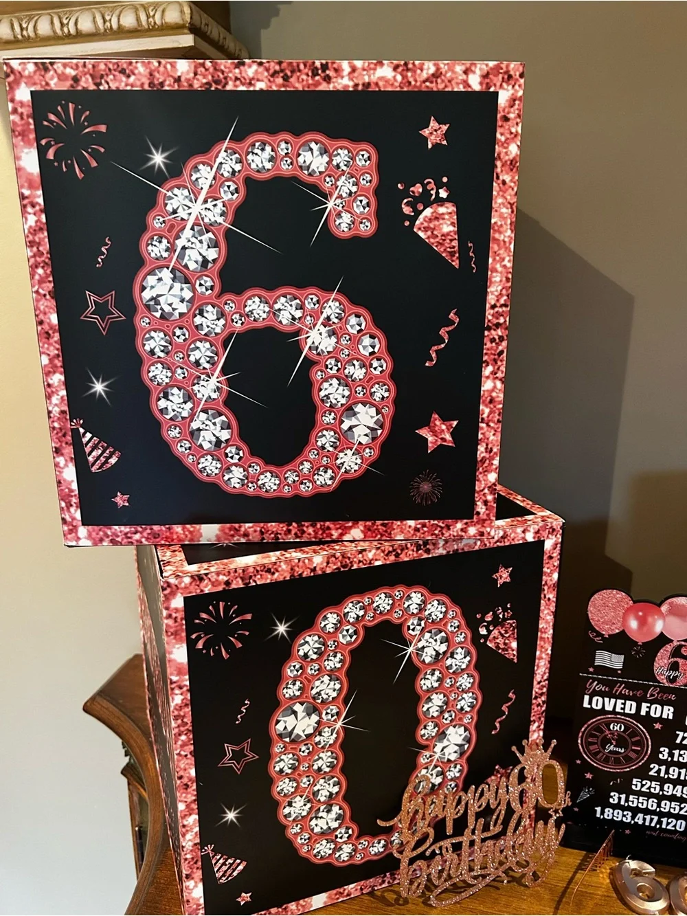 Happy 60th Birthday Rose Gold Party Decor Set
